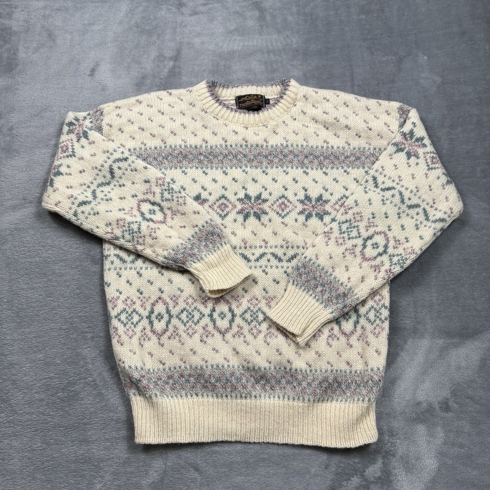 Vintage Eddie Bauer Snowflake Sweater Women's Size Small Wool Made In USA 90's